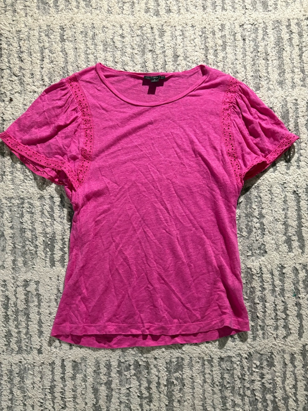 J. Crew pink 100% linen eyelet blouse top shirt size S